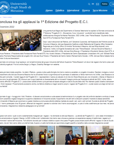 Conclusa tra gli applausi la 1ª Edizione del Progetto E.C.I. | Università degli Studi di Messina