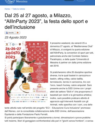 Agosto 2023: AllInParty a Milazzo